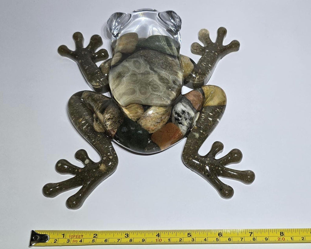 Giant Petoskey Stone Frog Figurine, Giant Resin Frog, Large Frog Decoration