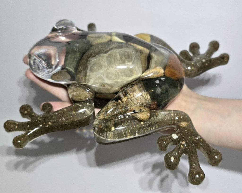 Giant Petoskey Stone Frog Figurine, Giant Resin Frog, Large Frog Decoration