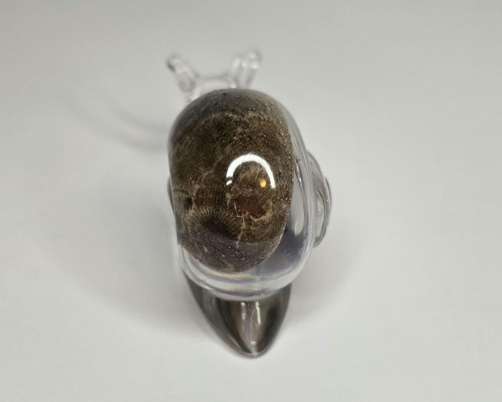 Petoskey Stone Snail Figurine, Resin Snail Sculpture, Great Lakes Rocks Gift, Gift for Rock Hunters, Gift for Anail Lover