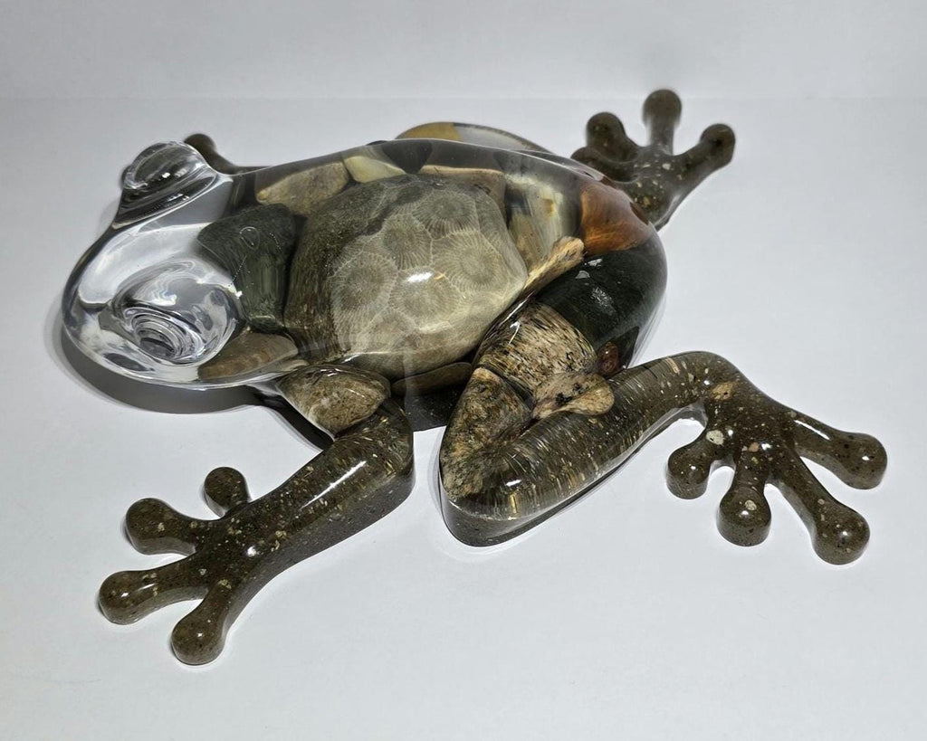 Giant Petoskey Stone Frog Figurine, Giant Resin Frog, Large Frog Decoration