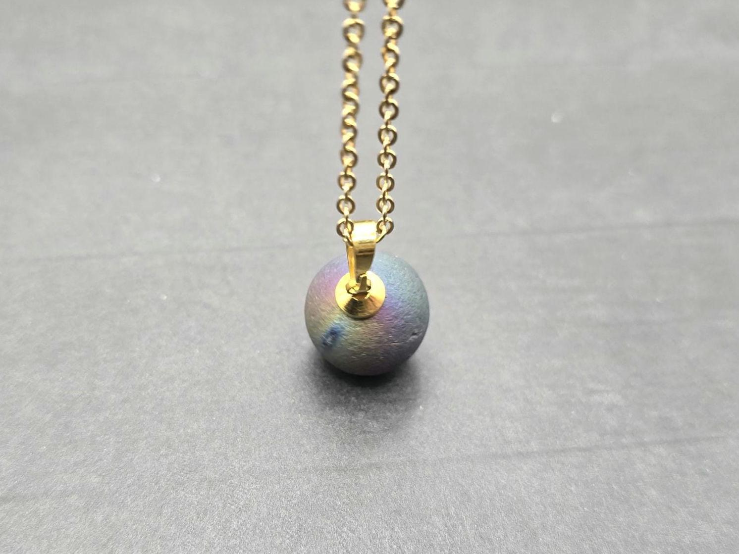Rainbow Necklace Geode Necklace Druzy Necklace Agate Diamond Crystal Natural Gemstone Quartz Gift for Women Girlfriend Wife Stone 20" Gold
