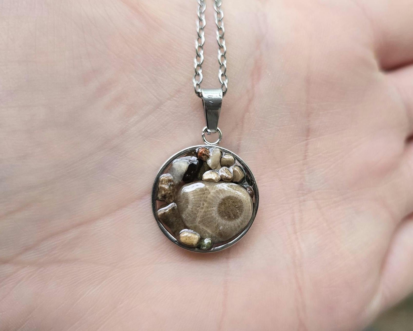 Petoskey Stone Rock Collection Necklace for Rock Hunters