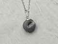 Silver Necklace Geode Necklace Druzy Necklace Gray Agate Diamond Crystal Gemstone Quartz Gift for Women Girlfriend Wife 18 Stainless Steel