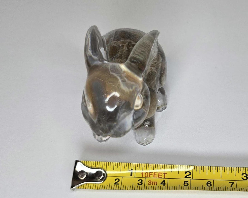 Petoskey Stone Bunny Figurine, Resin Rabbit Sculpture, Great Lakes Rocks Gift, Gift for Rock Hunter, Gift for Bunny Lover