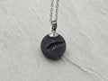 Black Druzy Geode Necklace, Gray Agate Jewelry, Black Diamond Crystal Quartz, Gift for Girlfriend or Wife, Stainless Steel