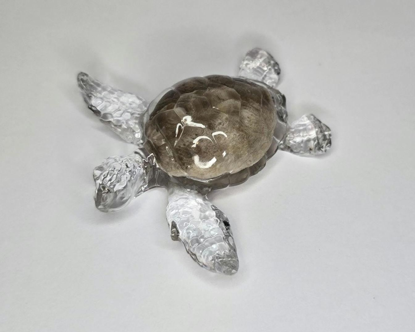 Petoskey Stone Turtle Figurine, Sea Turtle Rock Sculpture, Great Lakes Rocks Gift, Gifts for Rock Hunter, Gift for Turtle Lover