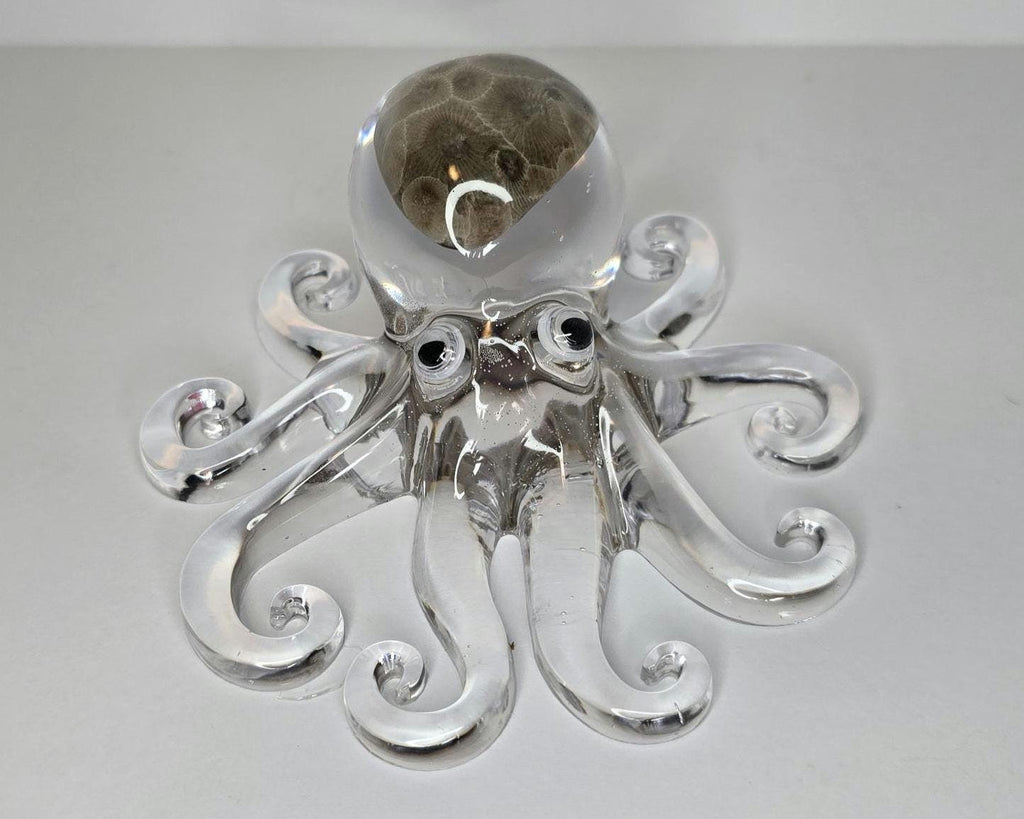 Petoskey Stone Octopus Figurine, Octopus Rock Sculpture, Great Lakes Rocks Gift, Gifts for Rock Hunter, Gift for Octopus Lover
