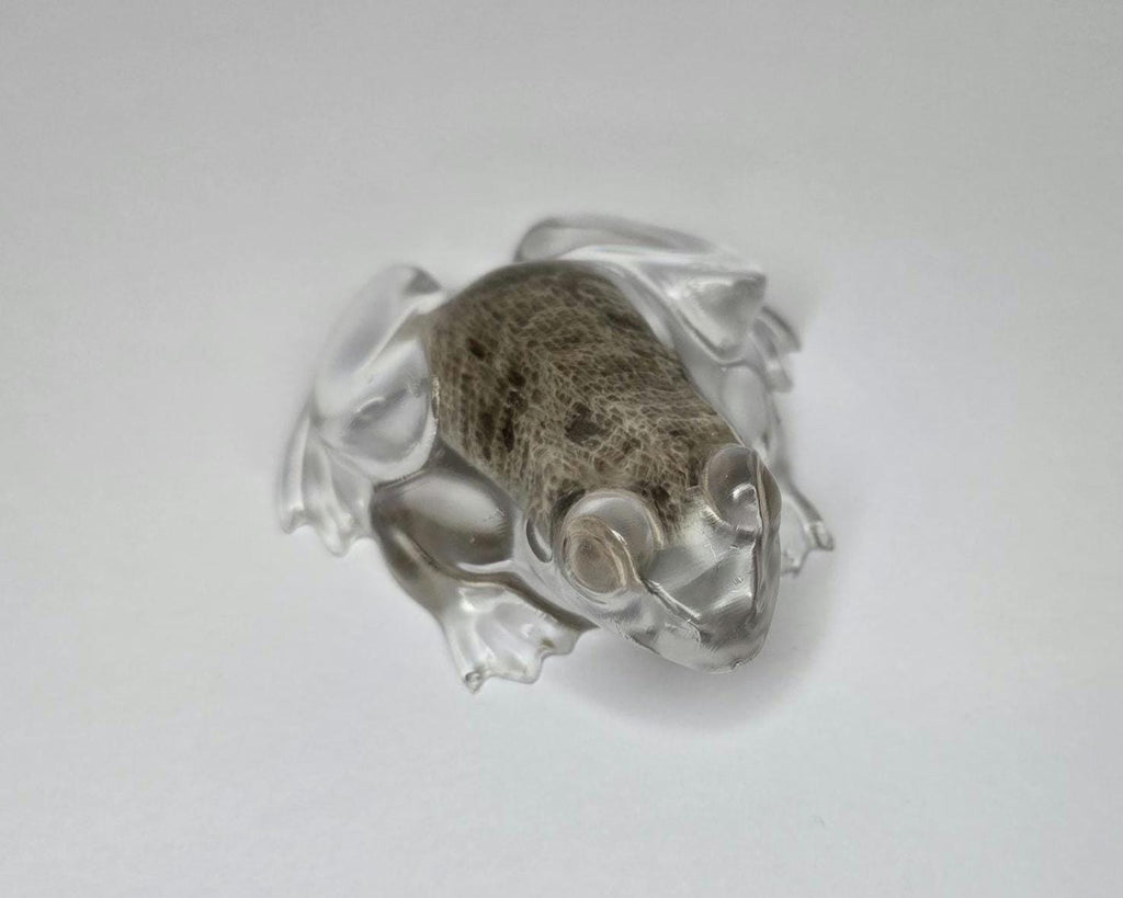 Petoskey Stone Frog Figurine, Resin Frog Sculpture, Great Lakes Rocks Gift, Gift for Rock Hunter, Gift for Frog Lovers
