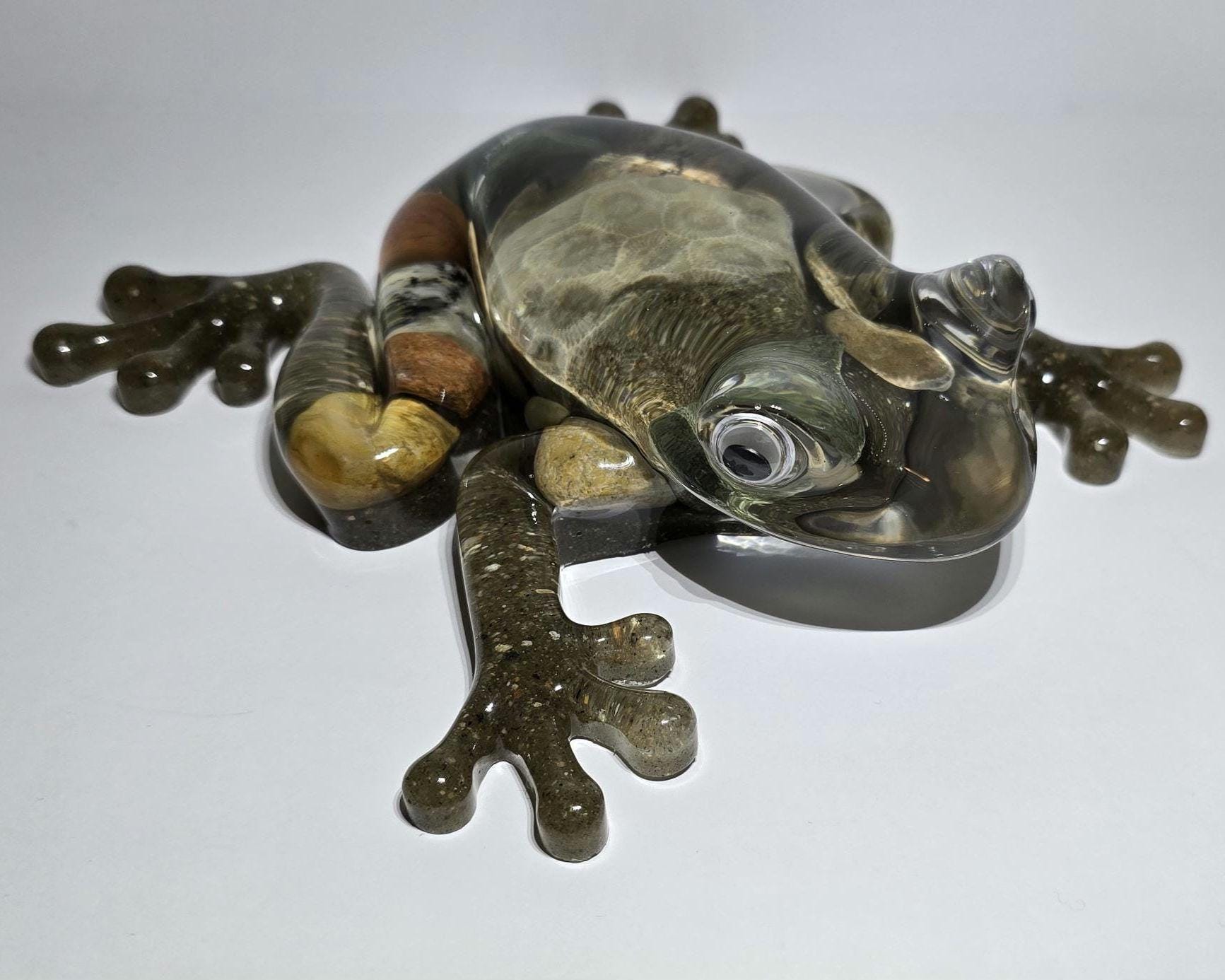 Giant Petoskey Stone Frog Figurine, Giant Resin Frog, Large Frog Decoration