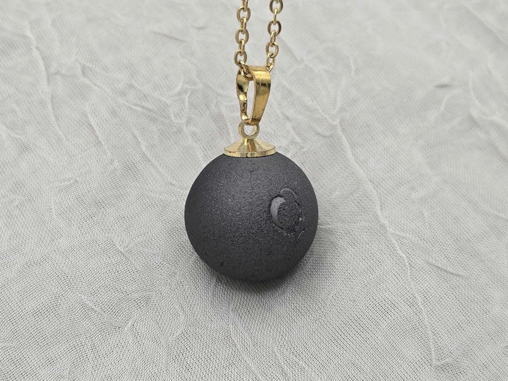 Black Druzy Geode Necklace, Agate Diamond Crystal, Natural Gemstone Quartz, Gift for Girlfriend or Wife, 20" Gold