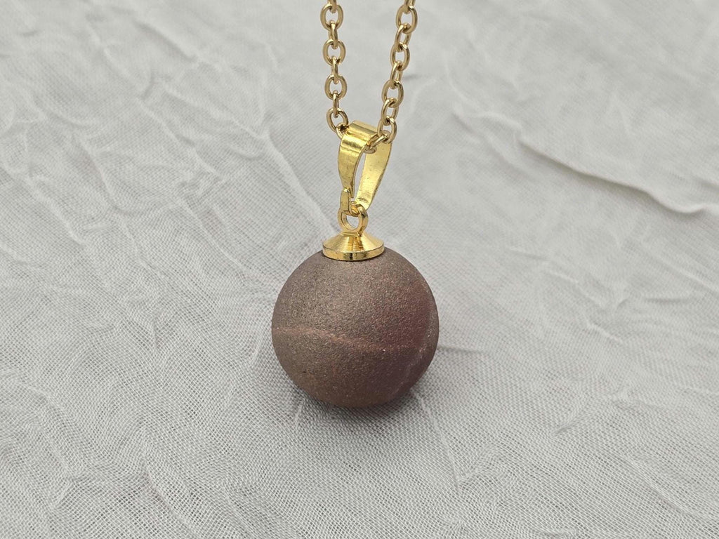 Pearl Pink Geode Necklace Druzy Necklace Agate Diamond Crystal Natural Gemstone Quartz Gift for Women Girlfriend Wife Inspiration Matte Tan