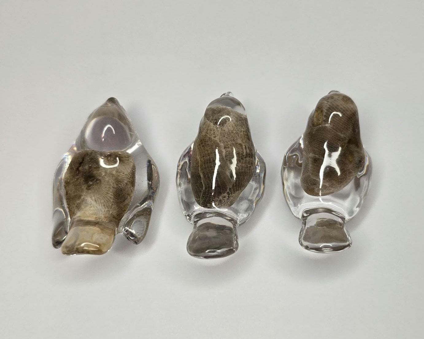 Petoskey Stone Bird Figurines, Resin Bird Sculptures, Great Lakes Rocks Gift, Gift for Rock Hunter, Gift for Bird Lover