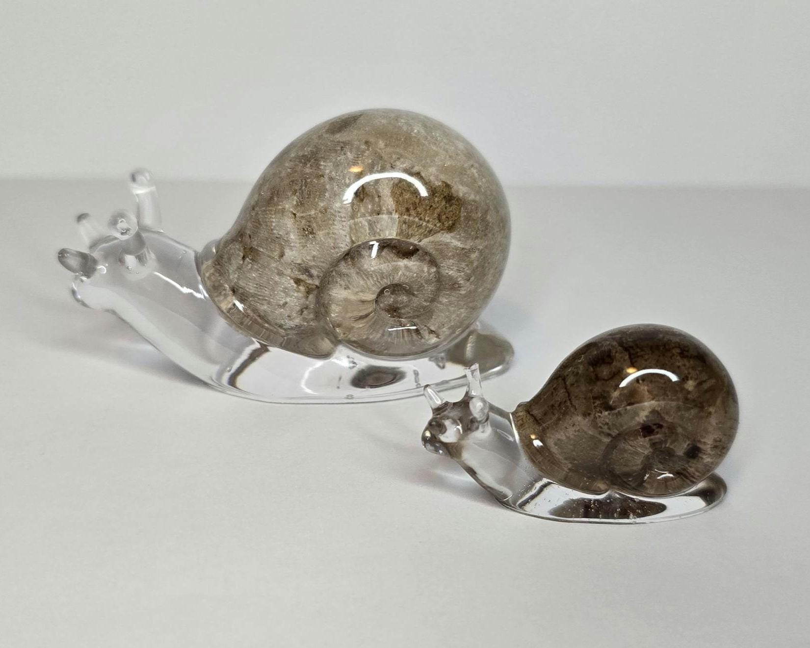 Petoskey Stone Snail Figurines, Resin Snail Sculptures, Great Lakes Rocks Gift, Gift for Mother and Baby, Gift for Snail Lover