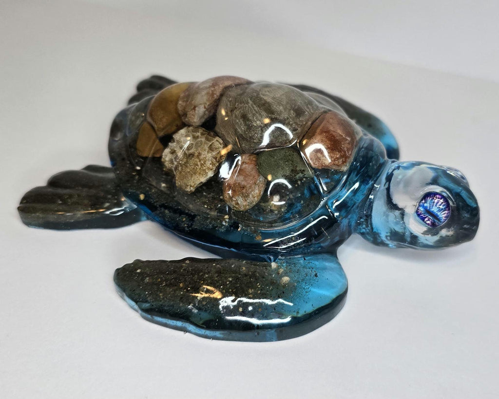 Petoskey Stone Turtle Figurine, Sea Turtle Rock Sculpture, Great Lakes Rocks Gift, Gifts for Rock Hunter, Gift for Turtle Lover
