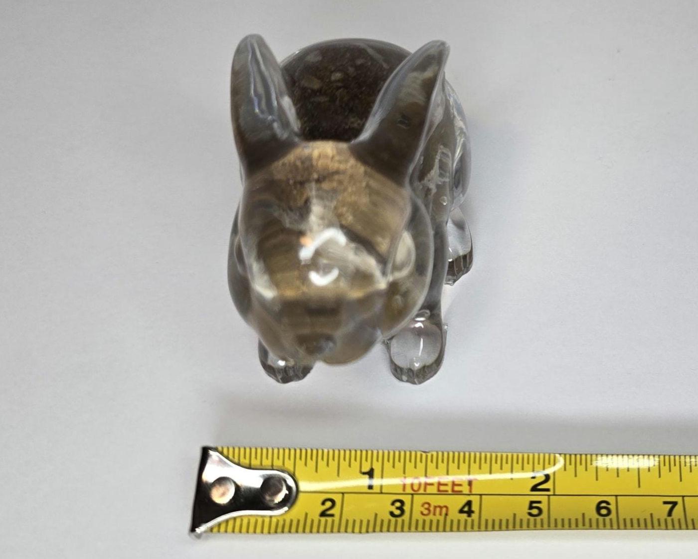 Petoskey Stone Bunny Figurine, Resin Rabbit Sculpture, Great Lakes Rocks Gift, Gift for Rock Hunter, Gift for Bunny Lover
