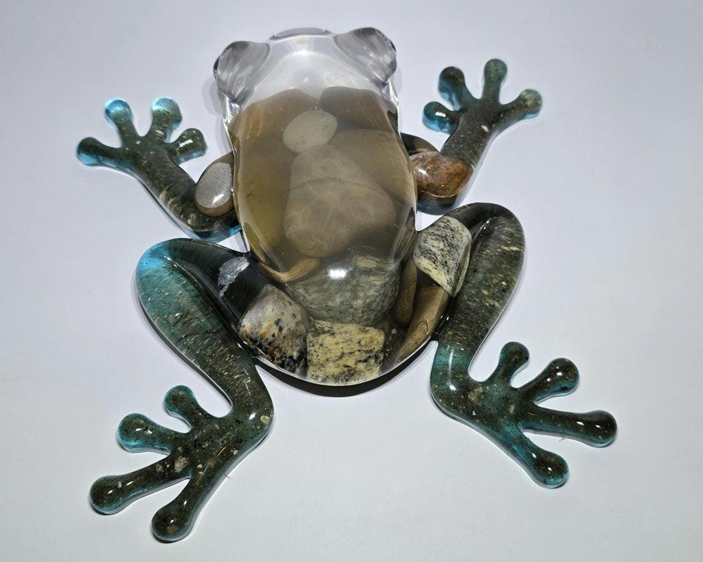 Huge Petoskey Stone Frog Figurine, Giant Resin Frog, Large Great Lakes Rocks Gift