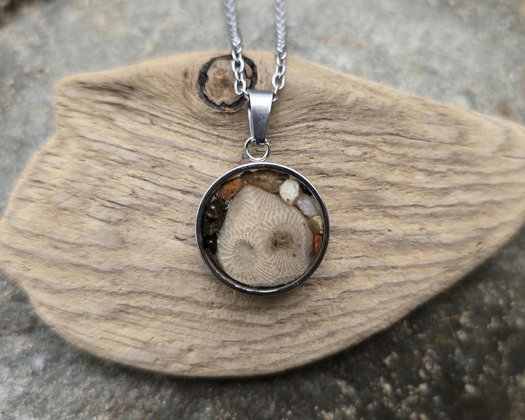 Petoskey Stone Necklace with rocks from the Great Lakes
