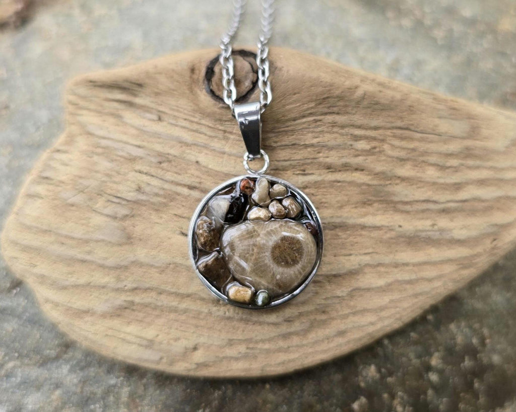 Petoskey Stone Rock Collection Necklace for Rock Hunters