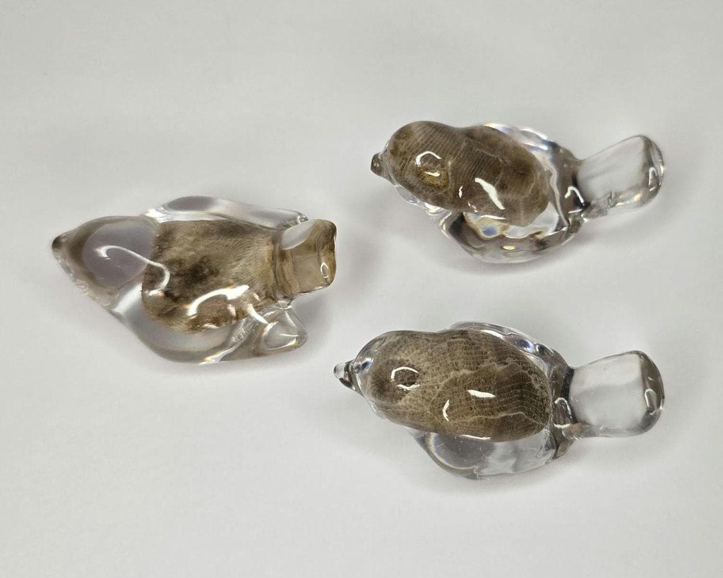 Petoskey Stone Bird Figurines, Resin Bird Sculptures, Great Lakes Rocks Gift, Gift for Rock Hunter, Gift for Bird Lover