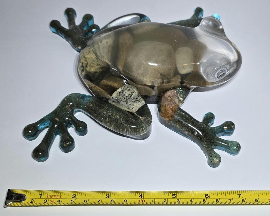 Huge Petoskey Stone Frog Figurine, Giant Resin Frog, Large Great Lakes Rocks Gift