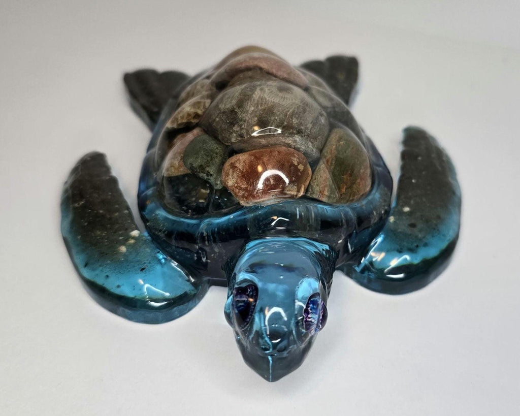 Petoskey Stone Turtle Figurine, Sea Turtle Rock Sculpture, Great Lakes Rocks Gift, Gifts for Rock Hunter, Gift for Turtle Lover