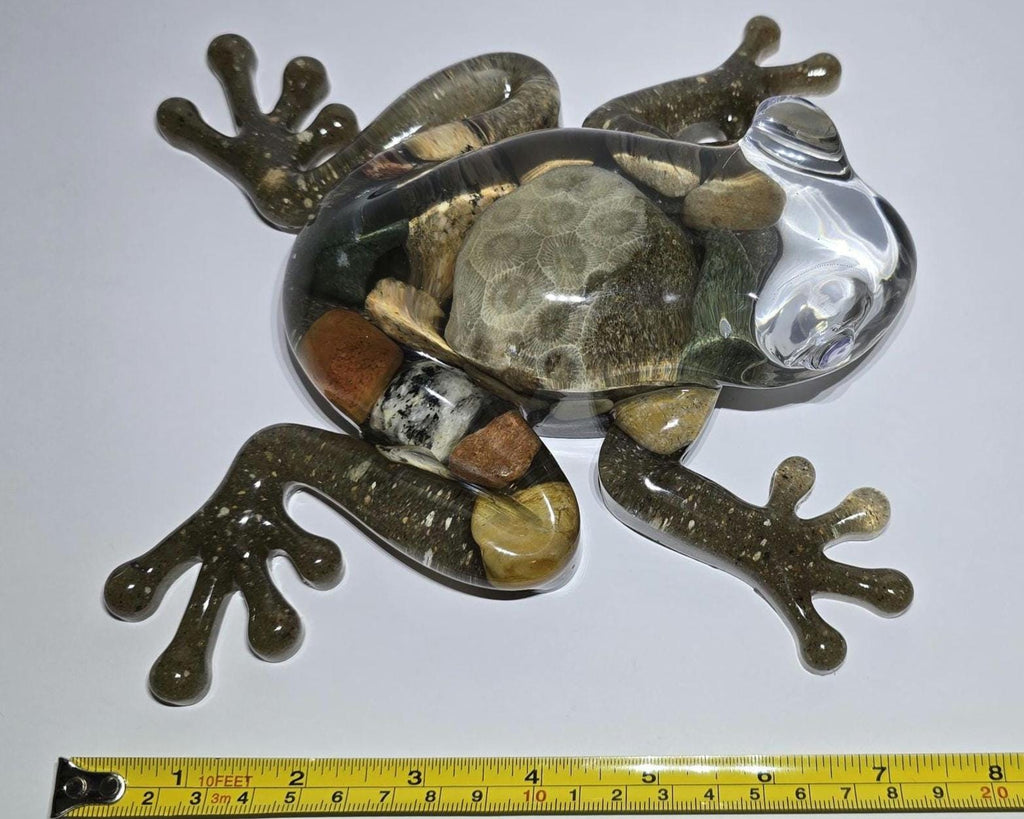Giant Petoskey Stone Frog Figurine, Giant Resin Frog, Large Frog Decoration