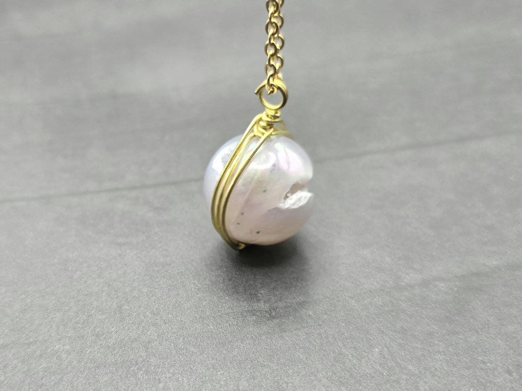 Pearl Necklace Geode Necklace Druzy Necklace Agate Diamond Crystal Natural Gemstone Quartz Gift for Women Girlfriend Wife Stone 20" Gold