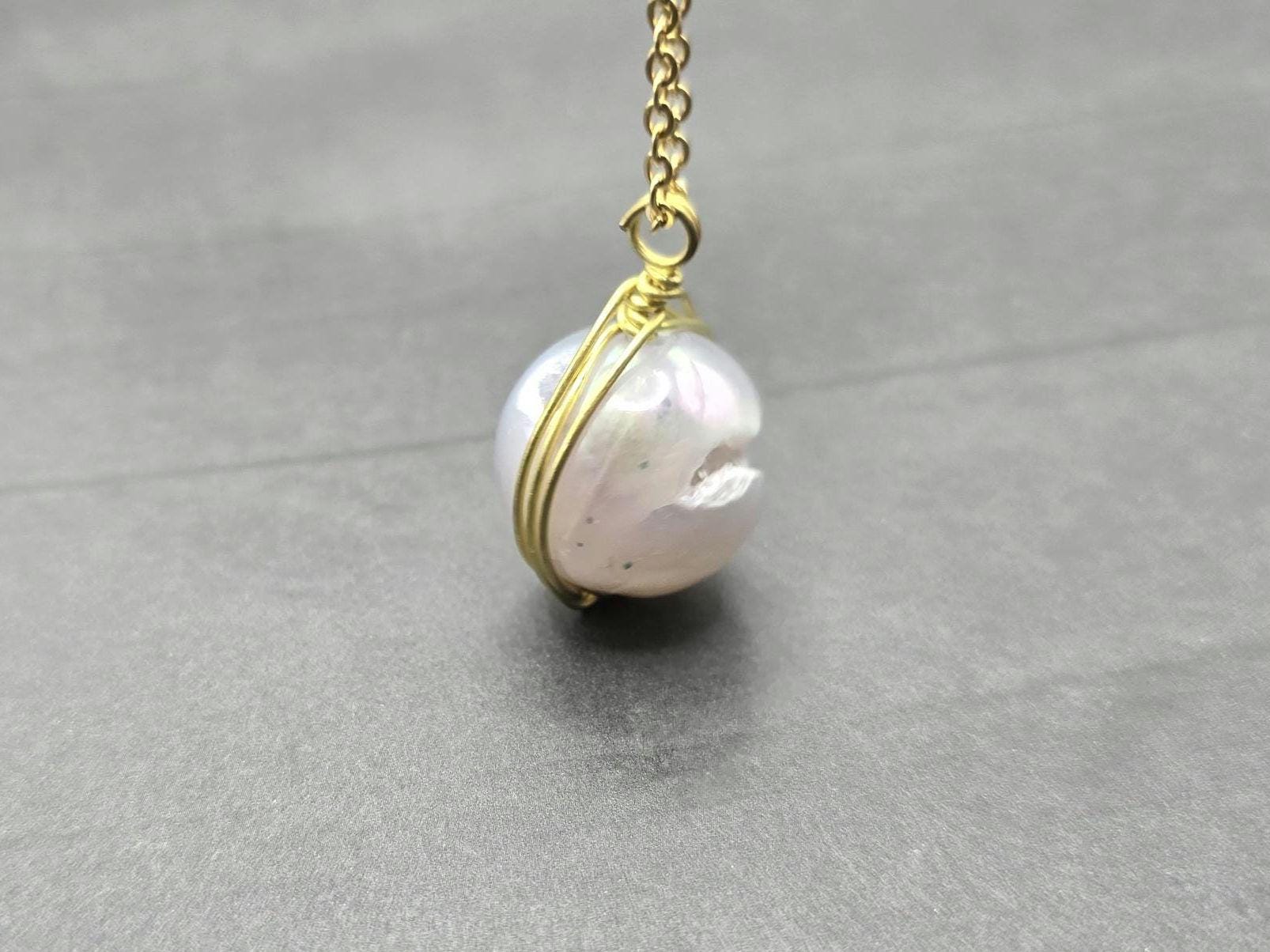 Pearl Necklace Geode Necklace Druzy Necklace Agate Diamond Crystal Natural Gemstone Quartz Gift for Women Girlfriend Wife Stone 20" Gold