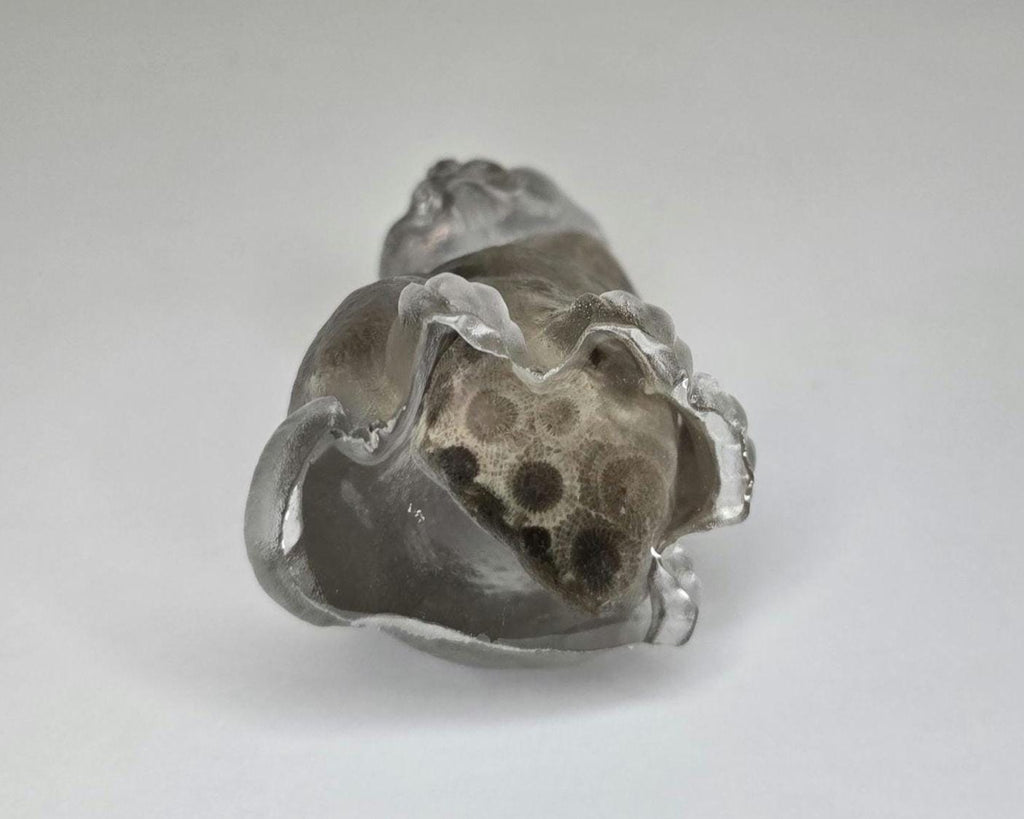 Petoskey Stone Cat Figurine, Crystal Clear Cat Sculpture, Great Lakes Rocks Gift, Gift for Rock Hunter, Gift for Cat Lover