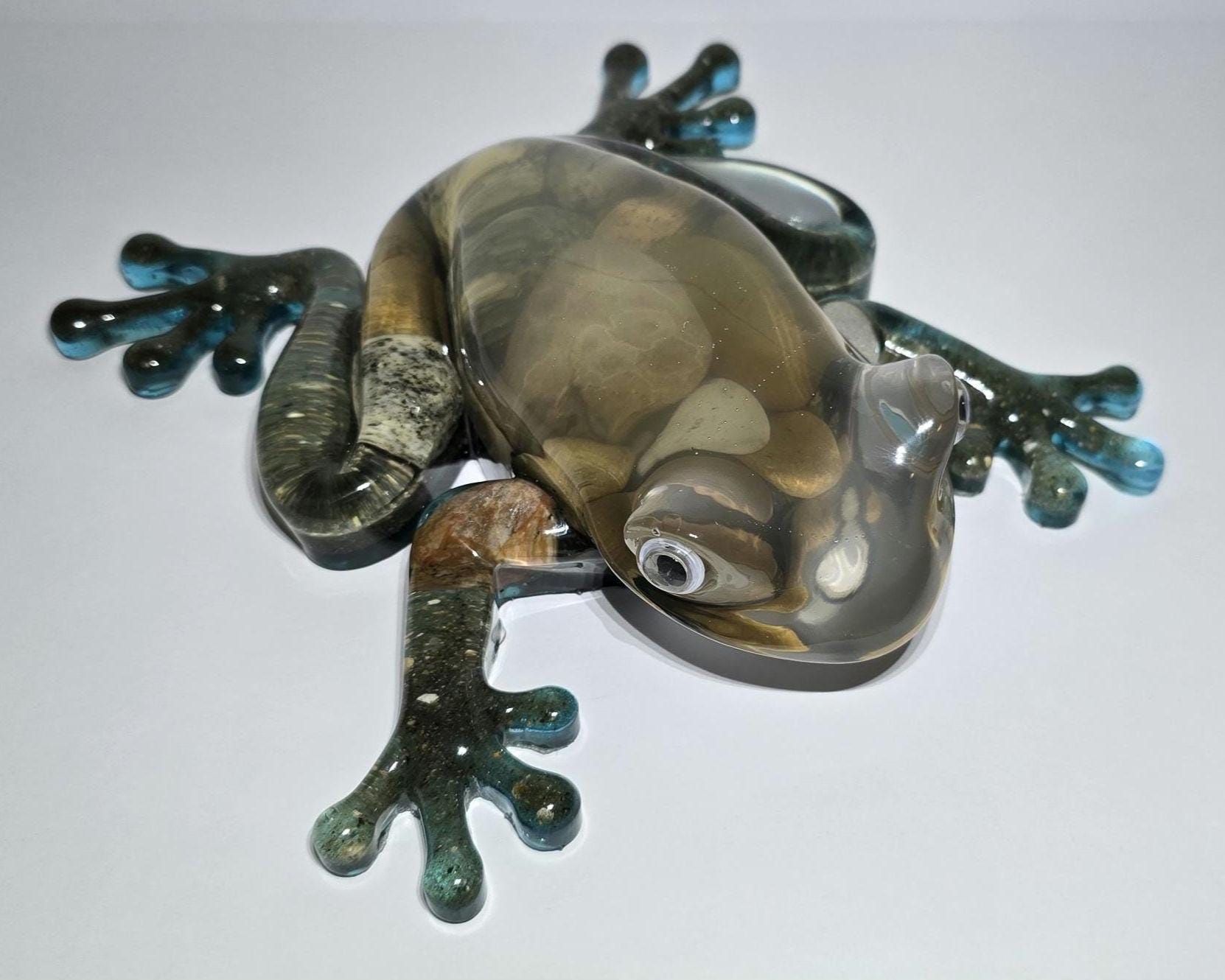 Huge Petoskey Stone Frog Figurine, Giant Resin Frog, Large Great Lakes Rocks Gift
