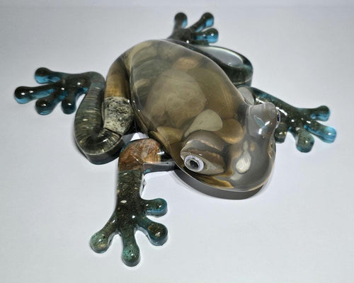Huge Petoskey Stone Frog Figurine, Giant Resin Frog, Large Great Lakes Rocks Gift