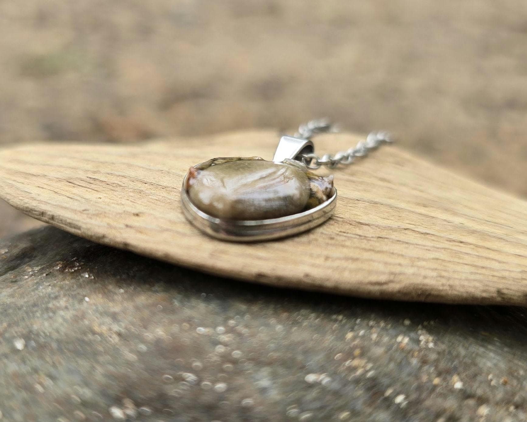 Petoskey Stone Heart Necklace, Rocks from Michigan Great Lakes