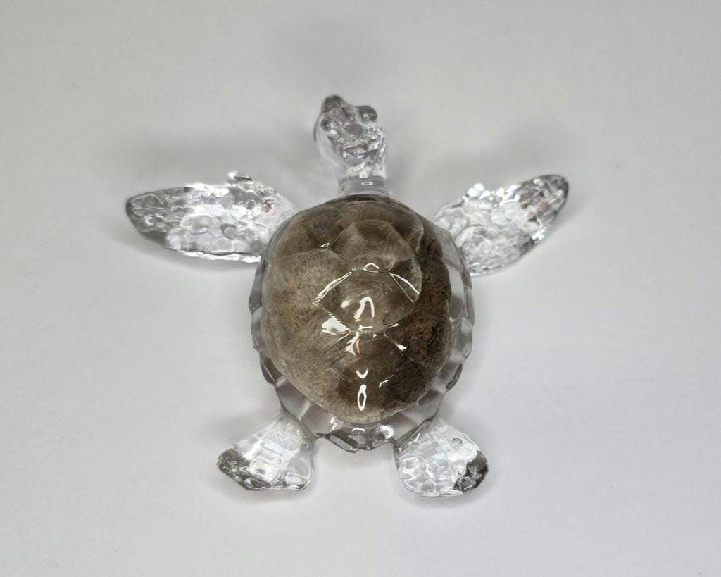 Petoskey Stone Turtle Figurine, Sea Turtle Rock Sculpture, Great Lakes Rocks Gift, Gifts for Rock Hunter, Gift for Turtle Lover