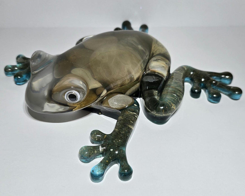 Huge Petoskey Stone Frog Figurine, Giant Resin Frog, Large Great Lakes Rocks Gift