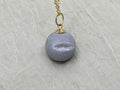 Gray Necklace Geode Necklace Druzy Necklace Grey Agate Diamond Crystal Natural Gemstone Quartz Gift for Women Girlfriend Wife Stone 20" Gold