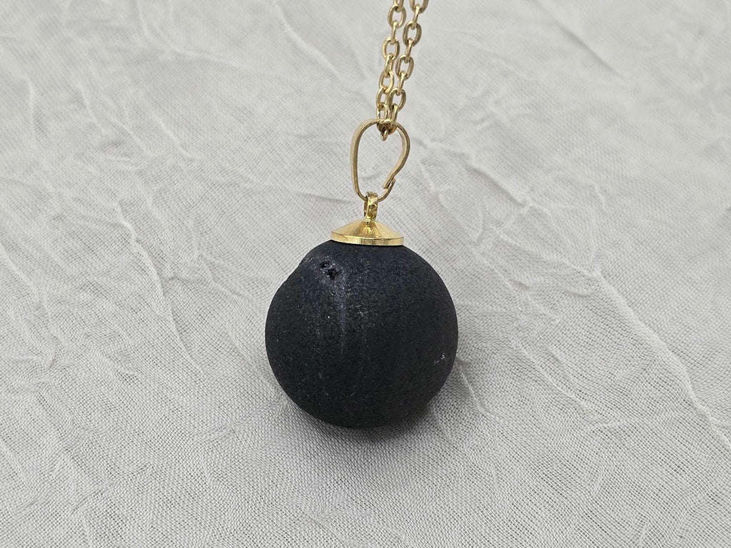 Black Geode Druzy Necklace, Onyx Agate Diamond Crystal, Natural Gemstone Quartz, Gift for Wife or Girlfriend
