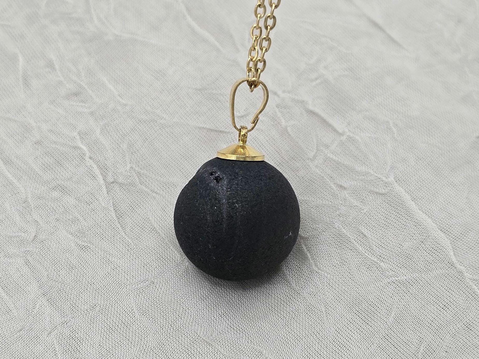 Black Geode Druzy Necklace, Onyx Agate Diamond Crystal, Natural Gemstone Quartz, Gift for Wife or Girlfriend