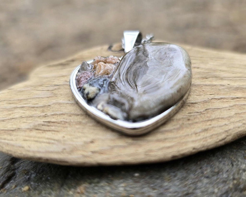 Petoskey Stone Heart Necklace, Rocks Collection from Lake Michigan & Lake Superior