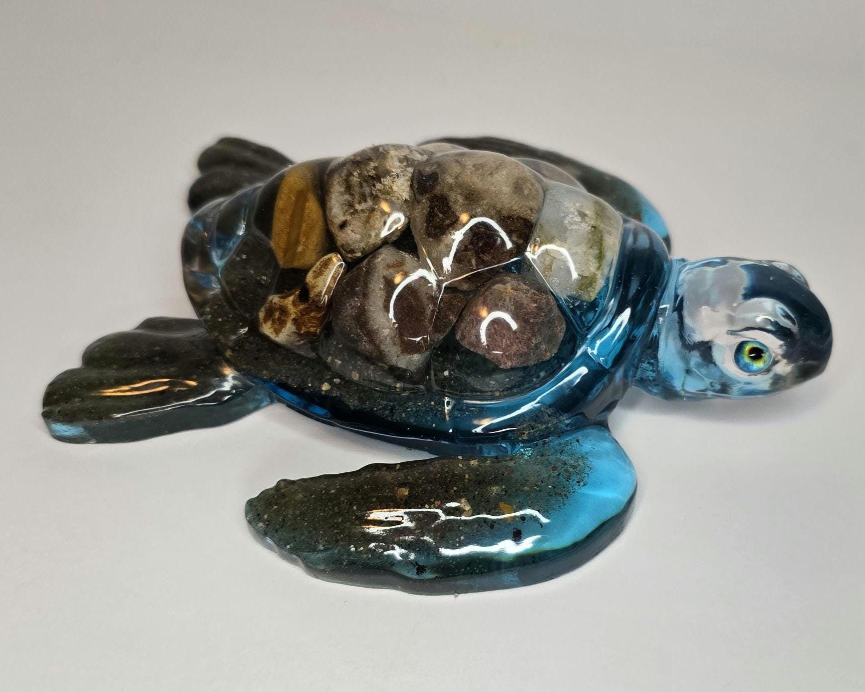 Petoskey Stone Turtle Figurine, Sea Turtle Rock Sculpture, Great Lakes Rocks Gift, Gifts for Rock Hunter, Gift for Turtle Lover