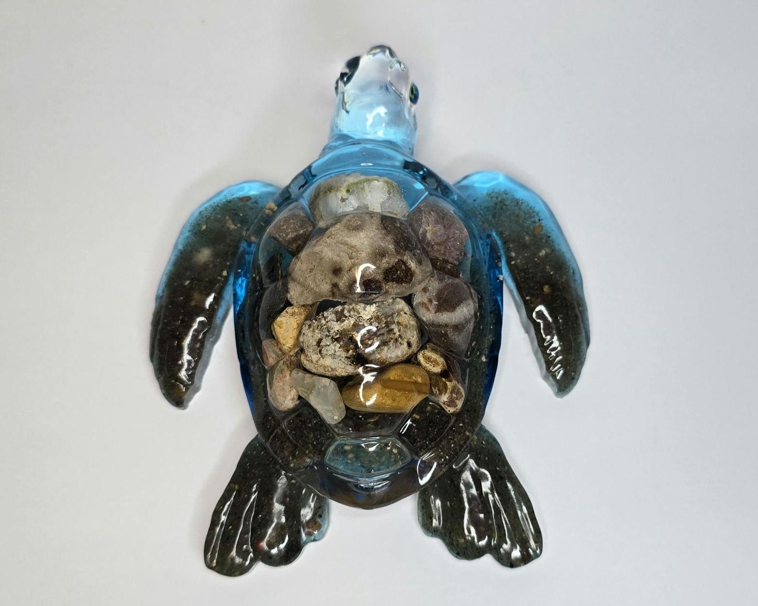 Petoskey Stone Turtle Figurine, Sea Turtle Rock Sculpture, Great Lakes Rocks Gift, Gifts for Rock Hunter, Gift for Turtle Lover