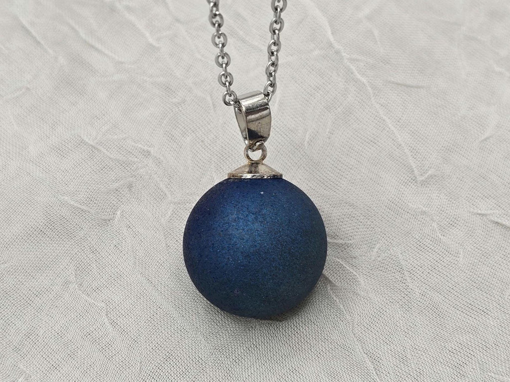 Sapphire Necklace Geode Necklace Druzy Necklace Blue Agate Diamond Crystal Gemstone Quartz Gift for Women Girlfriend Wife 18 Stainless Steel