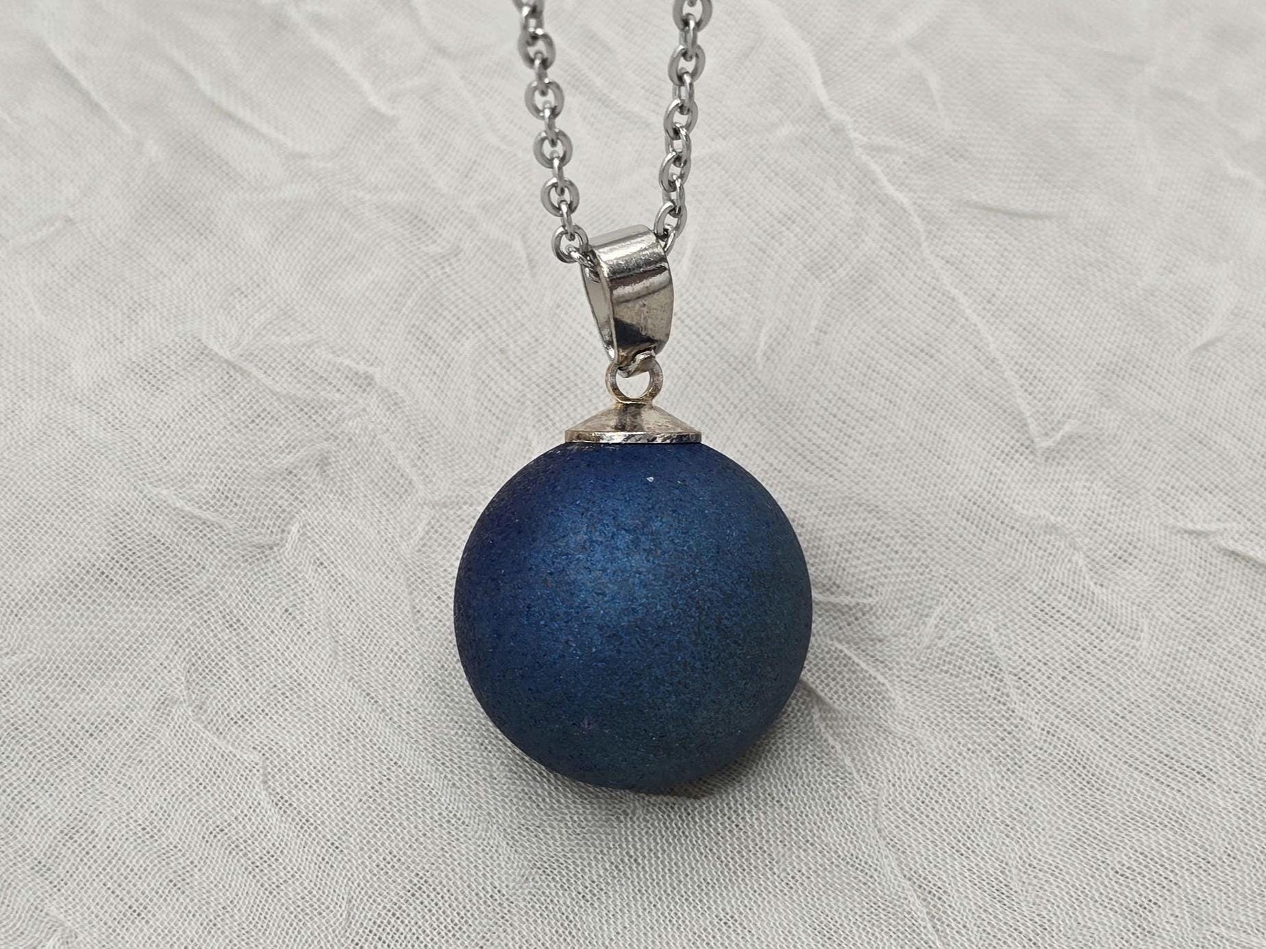 Sapphire Necklace Geode Necklace Druzy Necklace Blue Agate Diamond Crystal Gemstone Quartz Gift for Women Girlfriend Wife 18 Stainless Steel