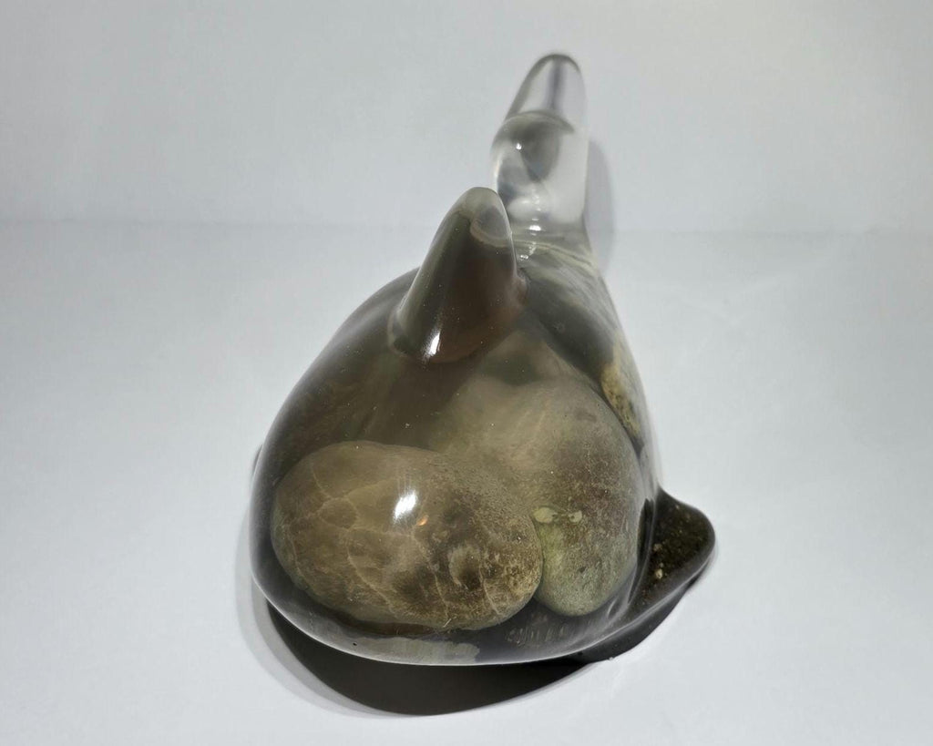 Petoskey Stone Whale Figurine, Charlevoix Stone Sculpture, Great Lakes Rocks Gift, Gift for Rock Hunter, Gift for Whale Lover