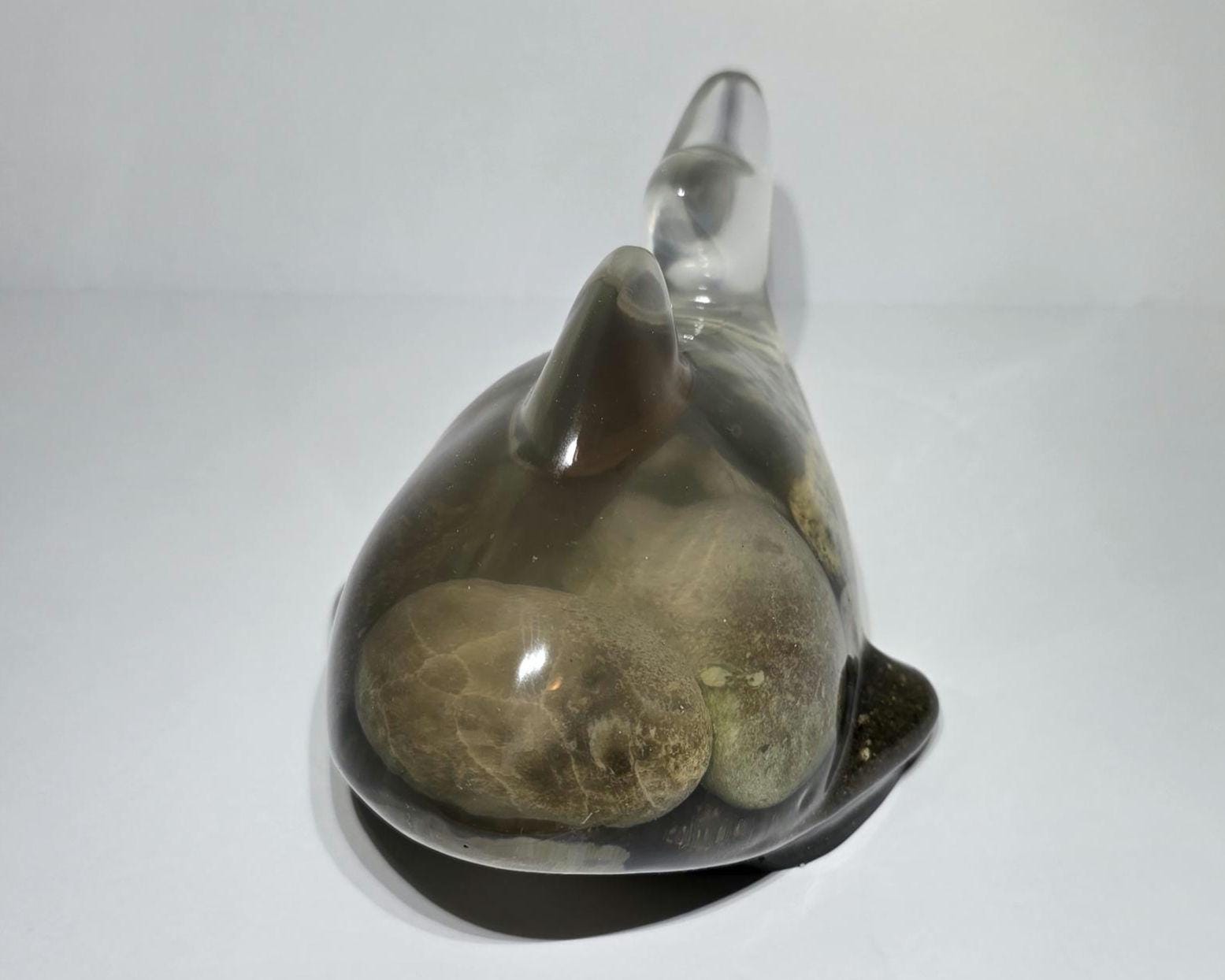 Petoskey Stone Whale Figurine, Charlevoix Stone Sculpture, Great Lakes Rocks Gift, Gift for Rock Hunter, Gift for Whale Lover
