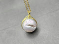 Pearl Necklace Geode Necklace Druzy Necklace Agate Diamond Crystal Natural Gemstone Quartz Gift for Women Girlfriend Wife Stone 20" Gold