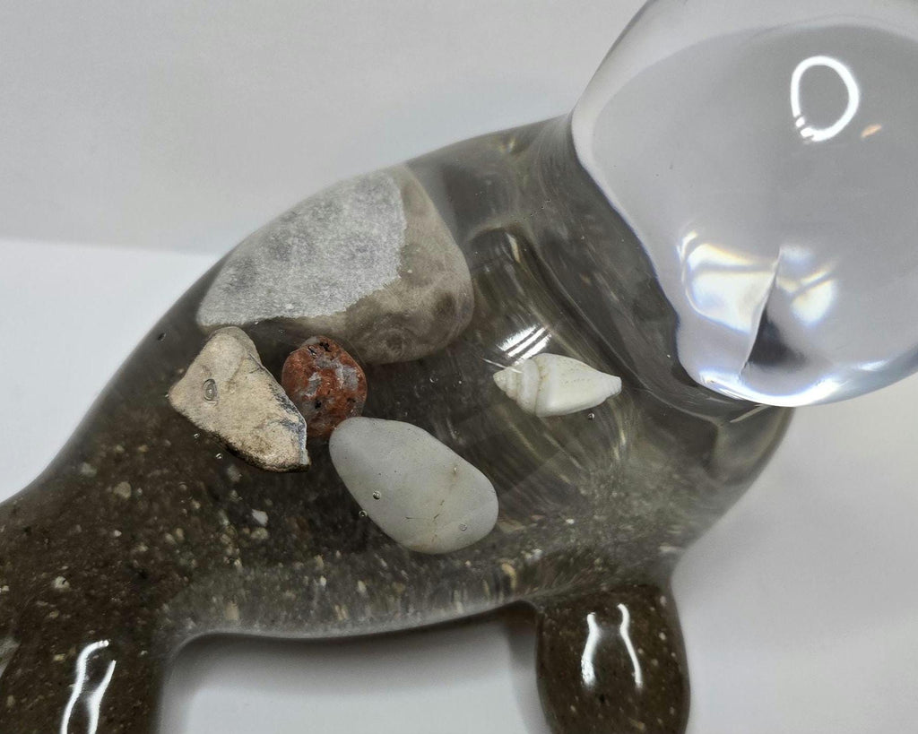 Petoskey Stone Seal Figurine, Charlevoix Stone Sculpture, Great Lakes Rocks Gift, Gift for Rock Hunter, Gift for Seal Lover