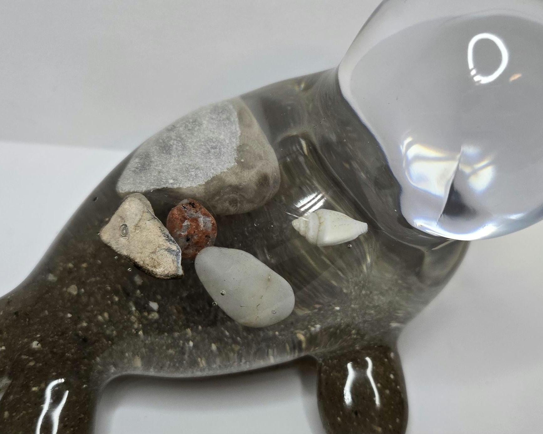 Petoskey Stone Seal Figurine, Charlevoix Stone Sculpture, Great Lakes Rocks Gift, Gift for Rock Hunter, Gift for Seal Lover