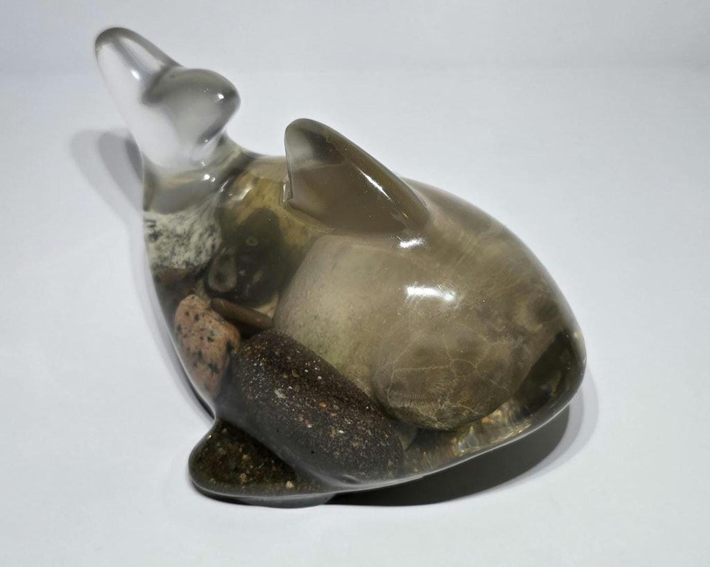 Petoskey Stone Whale Figurine, Charlevoix Stone Sculpture, Great Lakes Rocks Gift, Gift for Rock Hunter, Gift for Whale Lover