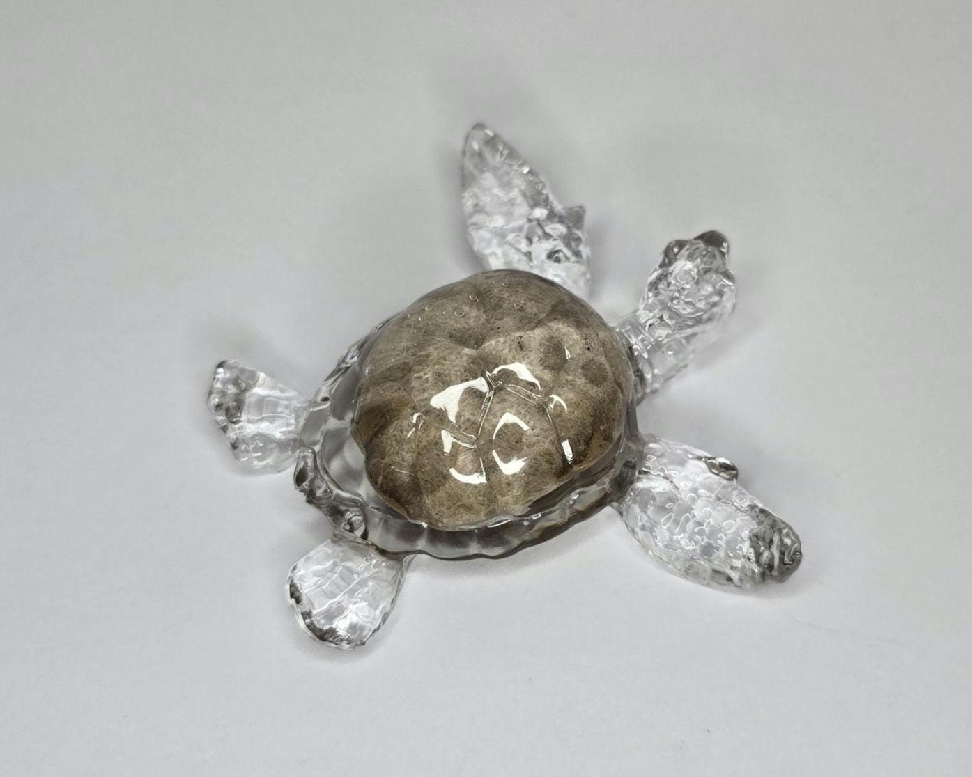 Petoskey Stone Turtle Figurine, Sea Turtle Rock Sculpture, Great Lakes Rocks Gift, Gifts for Rock Hunter, Gift for Turtle Lover