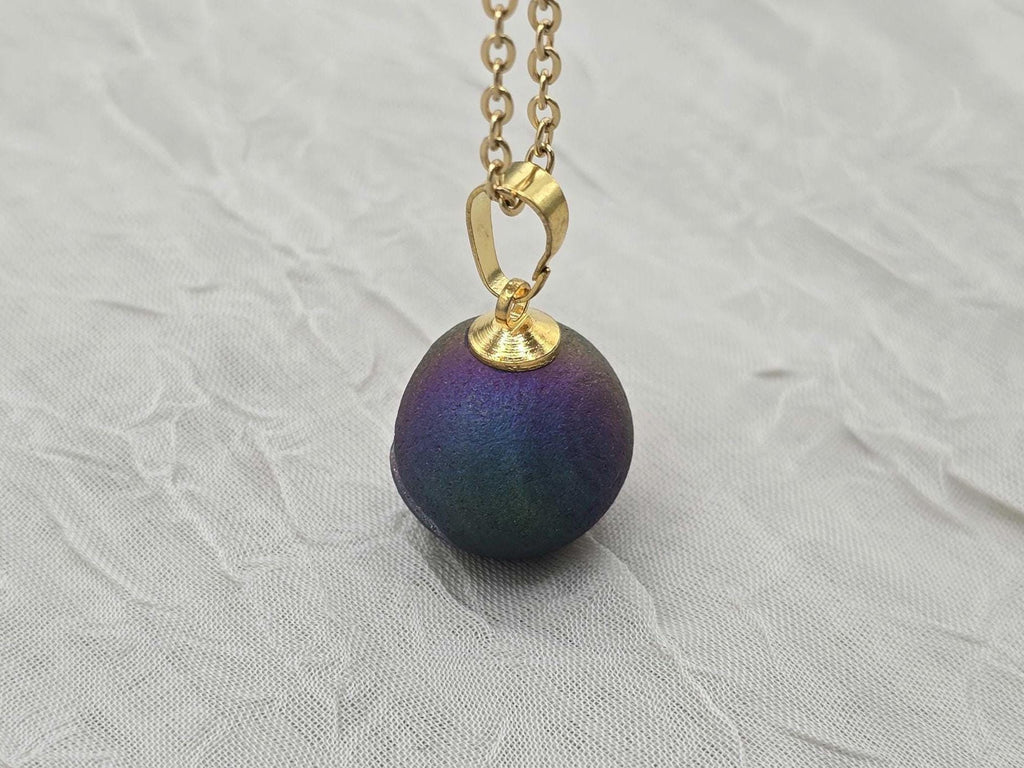 Rainbow Necklace Geode Necklace Druzy Necklace Agate Diamond Crystal Natural Gemstone Quartz Gift for Women Girlfriend Wife Stone 20" Gold